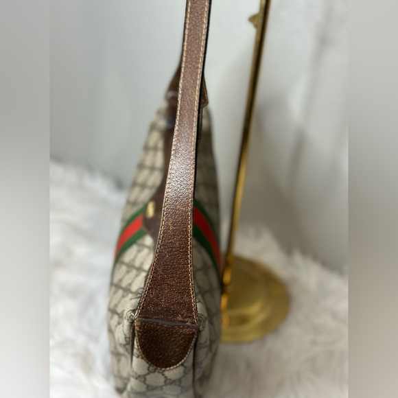 Vintage Gucci | Sherry Web Crescent Half Moon Shoulder Bag - Picture 3 of 16